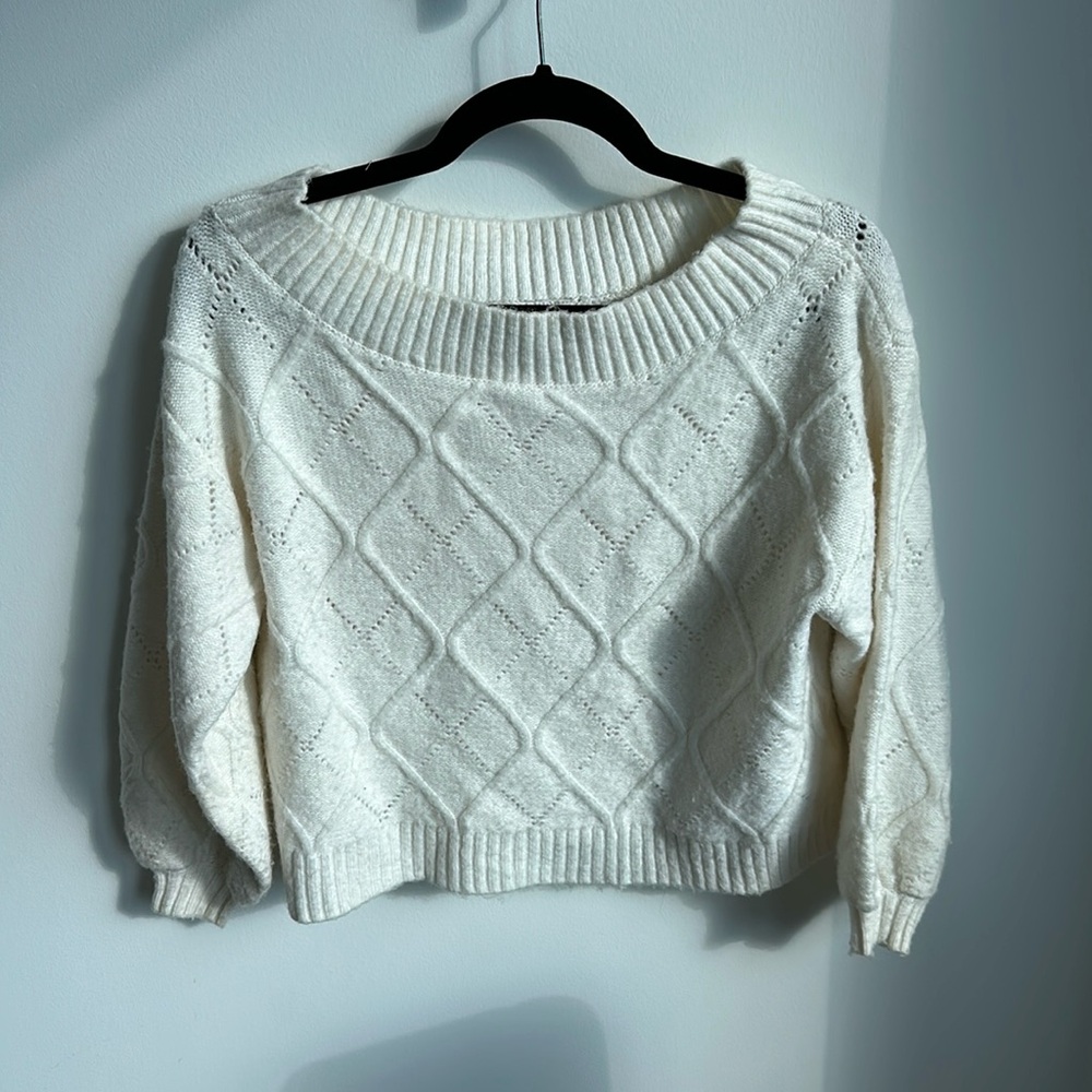 Miss Selfridges off the shoulder cream sweater size 2